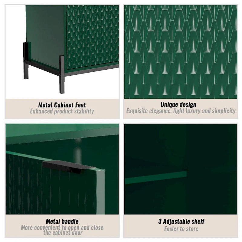 Clihome High Gloss 4-Door Storage Accent Buffets Sideboards