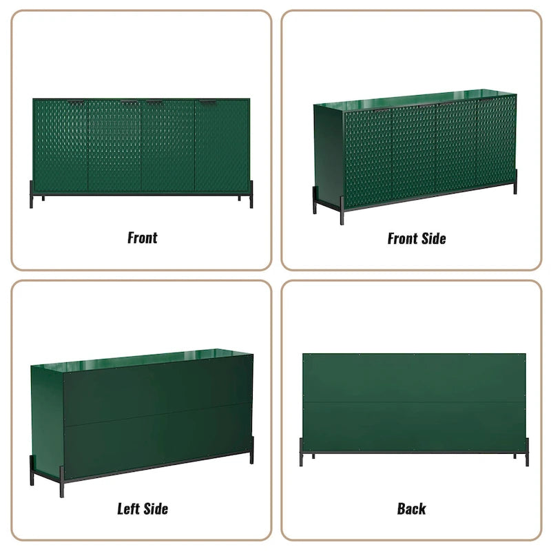 Clihome High Gloss 4-Door Storage Accent Buffets Sideboards