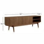 Living Skog Kelly TV Stand Console Fits TV's up to 65 in. with Wood Legs in Mid Century Modern Scandinavian Design