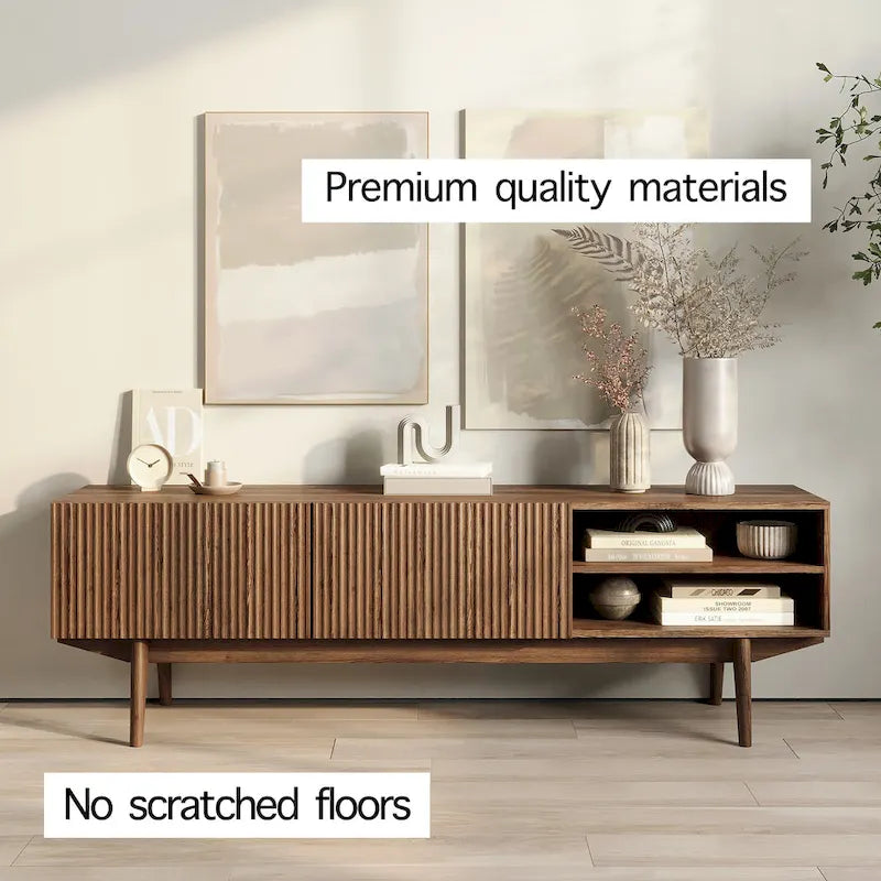 Living Skog Kelly TV Stand Console Fits TV's up to 65 in. with Wood Legs in Mid Century Modern Scandinavian Design