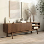 Living Skog Kelly TV Stand Console Fits TV's up to 65 in. with Wood Legs in Mid Century Modern Scandinavian Design