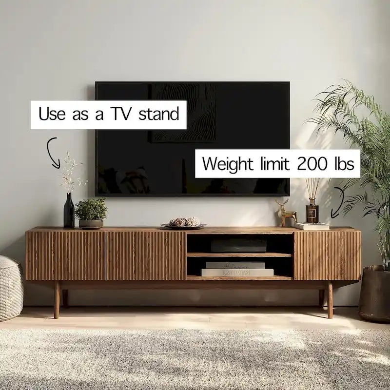 Living Skog Kelly TV Stand Console Fits TV's up to 65 in. with Wood Legs in Mid Century Modern Scandinavian Design