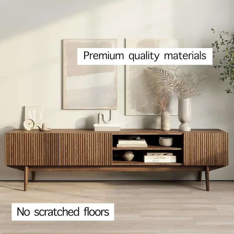 Living Skog Kelly TV Stand Console Fits TV's up to 65 in. with Wood Legs in Mid Century Modern Scandinavian Design