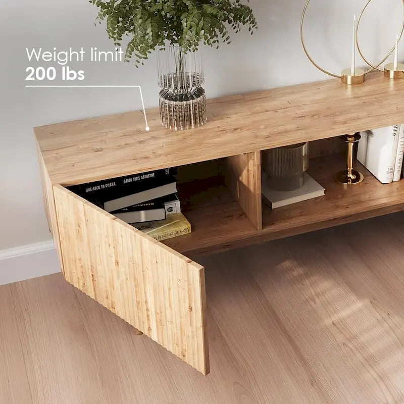 Living Skog Kelly TV Stand Console Fits TV's up to 65 in. with Wood Legs in Mid Century Modern Scandinavian Design