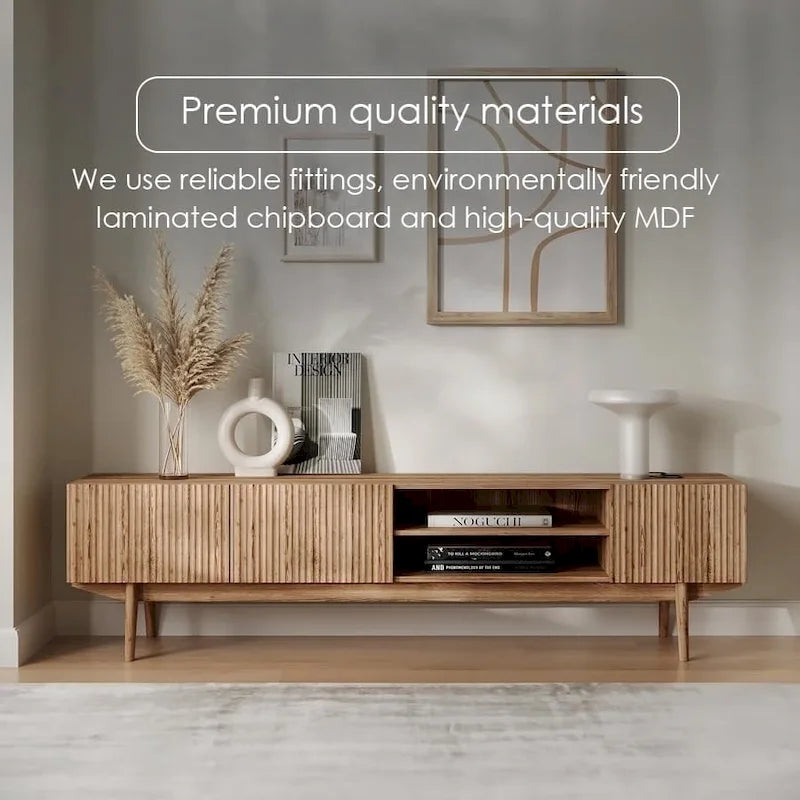 Living Skog Kelly TV Stand Console Fits TV's up to 65 in. with Wood Legs in Mid Century Modern Scandinavian Design