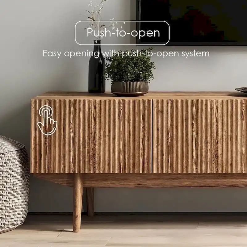 Living Skog Kelly TV Stand Console Fits TV's up to 65 in. with Wood Legs in Mid Century Modern Scandinavian Design