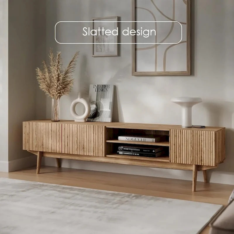 Living Skog Kelly TV Stand Console Fits TV's up to 65 in. with Wood Legs in Mid Century Modern Scandinavian Design