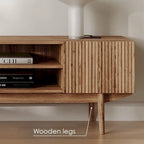 Living Skog Kelly TV Stand Console Fits TV's up to 65 in. with Wood Legs in Mid Century Modern Scandinavian Design
