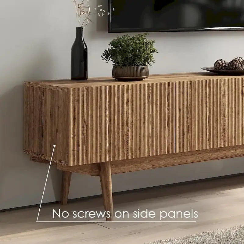 Living Skog Kelly TV Stand Console Fits TV's up to 65 in. with Wood Legs in Mid Century Modern Scandinavian Design