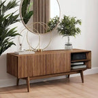 Living Skog Kelly TV Stand Console Fits TV's up to 65 in. with Wood Legs in Mid Century Modern Scandinavian Design