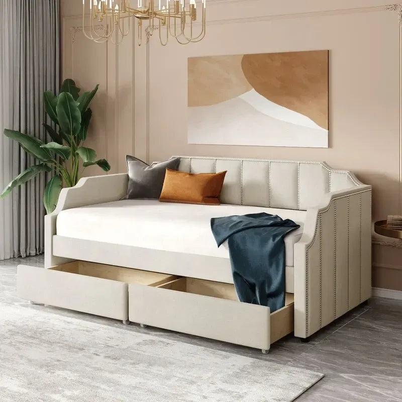 Upholstered Twin Daybed with Storage Drawers