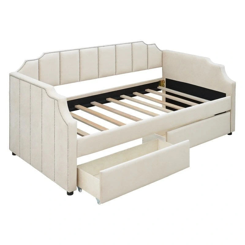 Upholstered Twin Daybed with Storage Drawers
