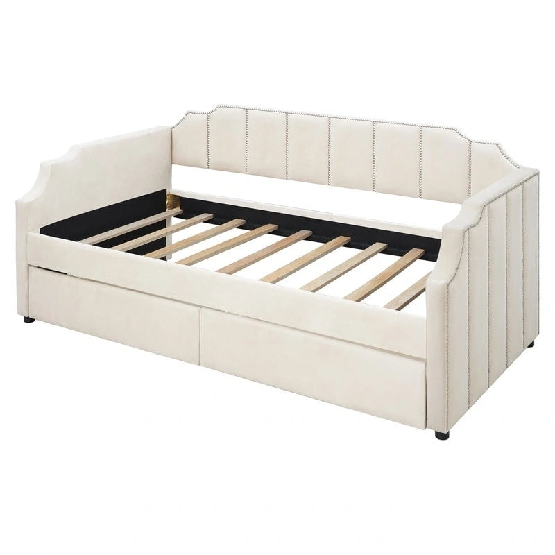 Upholstered Twin Daybed with Storage Drawers