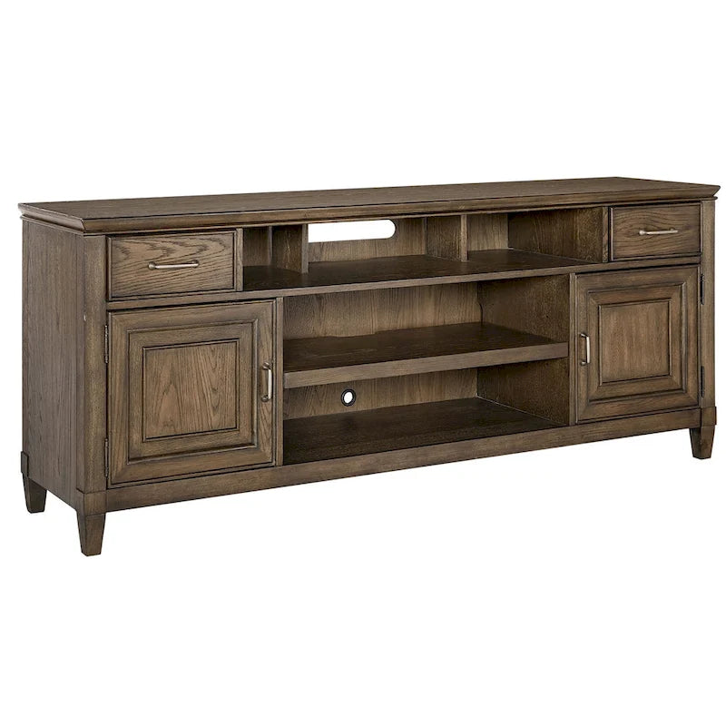 Origins by Alpine Newport Wood TV Console in Planked Oak