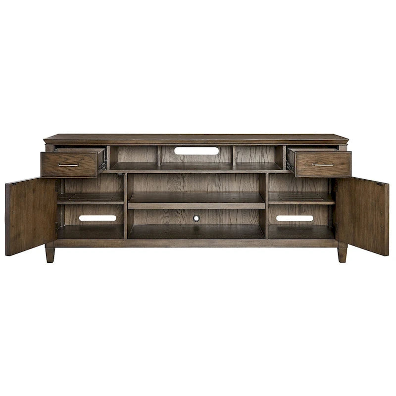 Origins by Alpine Newport Wood TV Console in Planked Oak