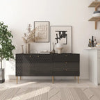 2 Door Sideboard TV Locker Buffet Accent Cabinet with Gold Legs