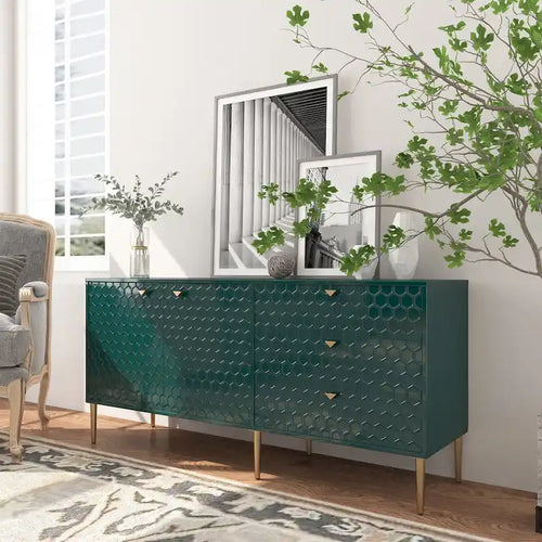 2 Door Sideboard TV Locker Buffet Accent Cabinet with Gold Legs