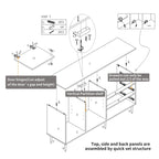 2 Door Sideboard TV Locker Buffet Accent Cabinet with Gold Legs