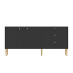 2 Door Sideboard TV Locker Buffet Accent Cabinet with Gold Legs