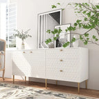 2 Door Sideboard TV Locker Buffet Accent Cabinet with Gold Legs