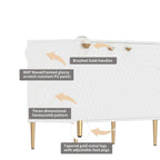 2 Door Sideboard TV Locker Buffet Accent Cabinet with Gold Legs