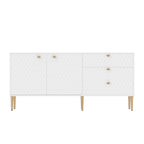 2 Door Sideboard TV Locker Buffet Accent Cabinet with Gold Legs