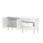 2 Door Sideboard TV Locker Buffet Accent Cabinet with Gold Legs