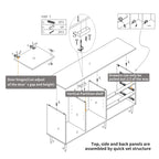 2 Door Sideboard TV Locker Buffet Accent Cabinet with Gold Legs