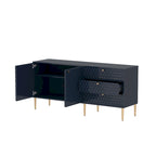 2 Door Sideboard TV Locker Buffet Accent Cabinet with Gold Legs