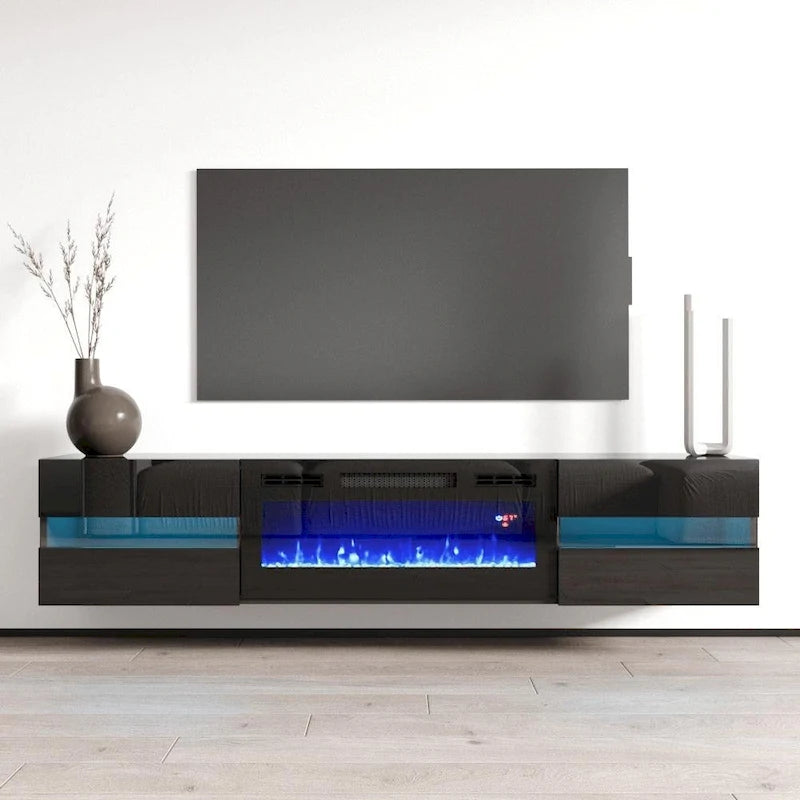 Metro EF Wall Mounted Electric Fireplace 72 TV Stand