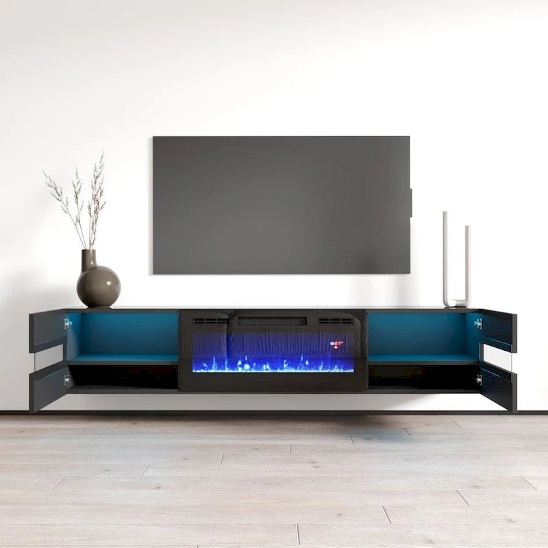 Metro EF Wall Mounted Electric Fireplace 72 TV Stand