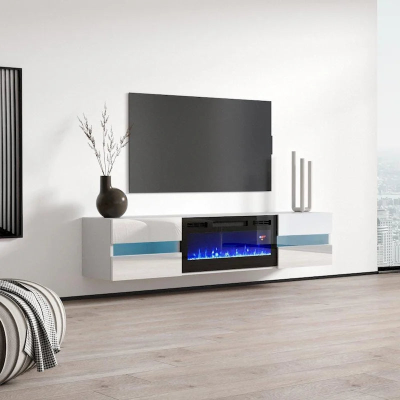 Metro EF Wall Mounted Electric Fireplace 72 TV Stand