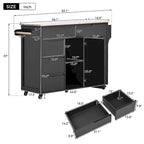 Kitchen Island Cart with Rubber Wood Top and Locking Wheels