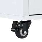 Kitchen Island Cart with Rubber Wood Top and Locking Wheels