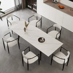 7 - Piece Extendable Sintered Stone Dining Table Dining Set With 6 Fabric Chairs