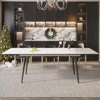 7 - Piece Extendable Sintered Stone Dining Table Dining Set With 6 Fabric Chairs