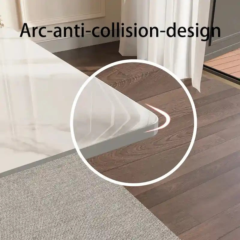 7 - Piece Extendable Sintered Stone Dining Table Dining Set With 6 Fabric Chairs