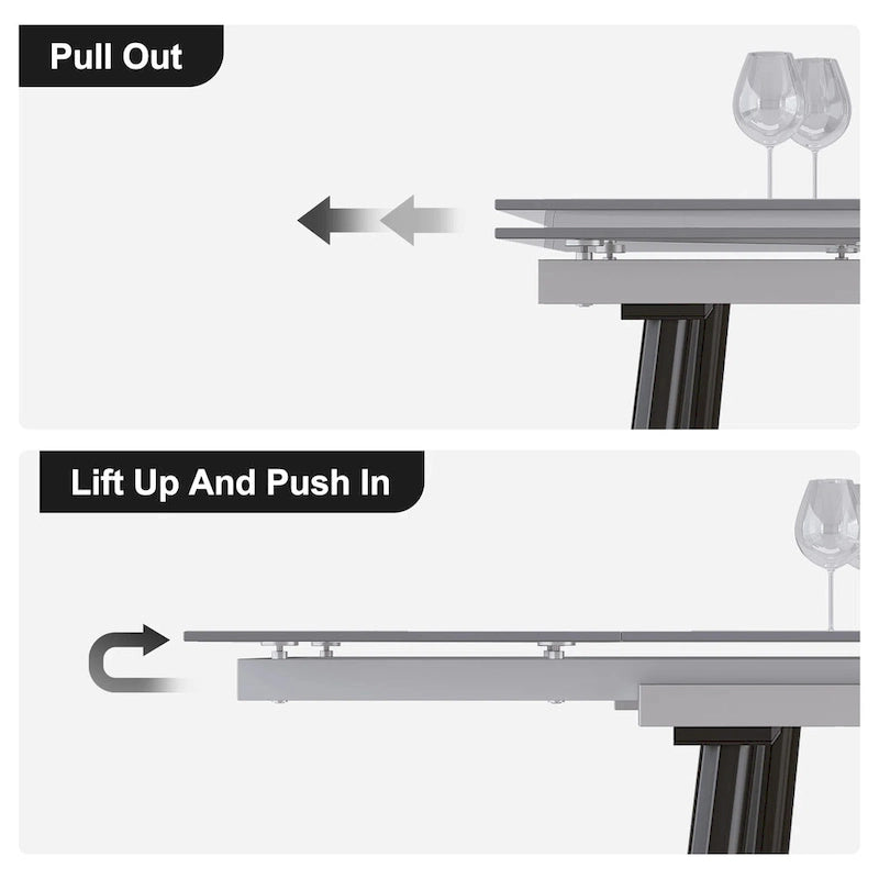 7 - Piece Extendable Sintered Stone Dining Table Dining Set With 6 Fabric Chairs