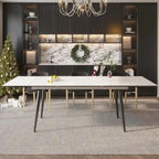 7 - Piece Extendable Sintered Stone Dining Table Dining Set With 6 Fabric Chairs