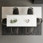 7 - Piece Extendable Sintered Stone Dining Table Dining Set With 6 Fabric Chairs