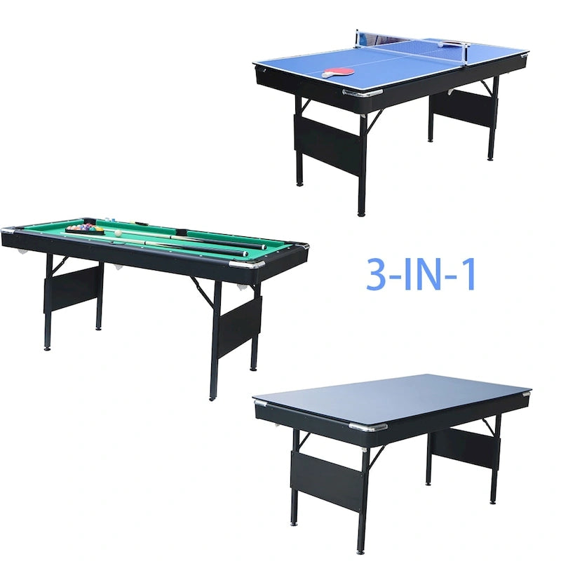 65.7 Portable 3-in-1 Game Tables,Pool,Ping Pong,Tabletop for Home - N/A