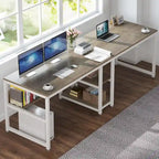 Two Person Desk with Bookshelf, 78.7 Computer Office Double Desk for Two Person