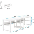 Two Person Desk with Bookshelf, 78.7 Computer Office Double Desk for Two Person