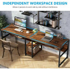 Two Person Desk with Bookshelf, 78.7 Computer Office Double Desk for Two Person