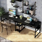 Two Person Desk with Bookshelf, 78.7 Computer Office Double Desk for Two Person