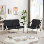 Kinbor 1/2/3-Seat Leather Waiting Chair Reception Bench for Salon Barber Bank Hospital