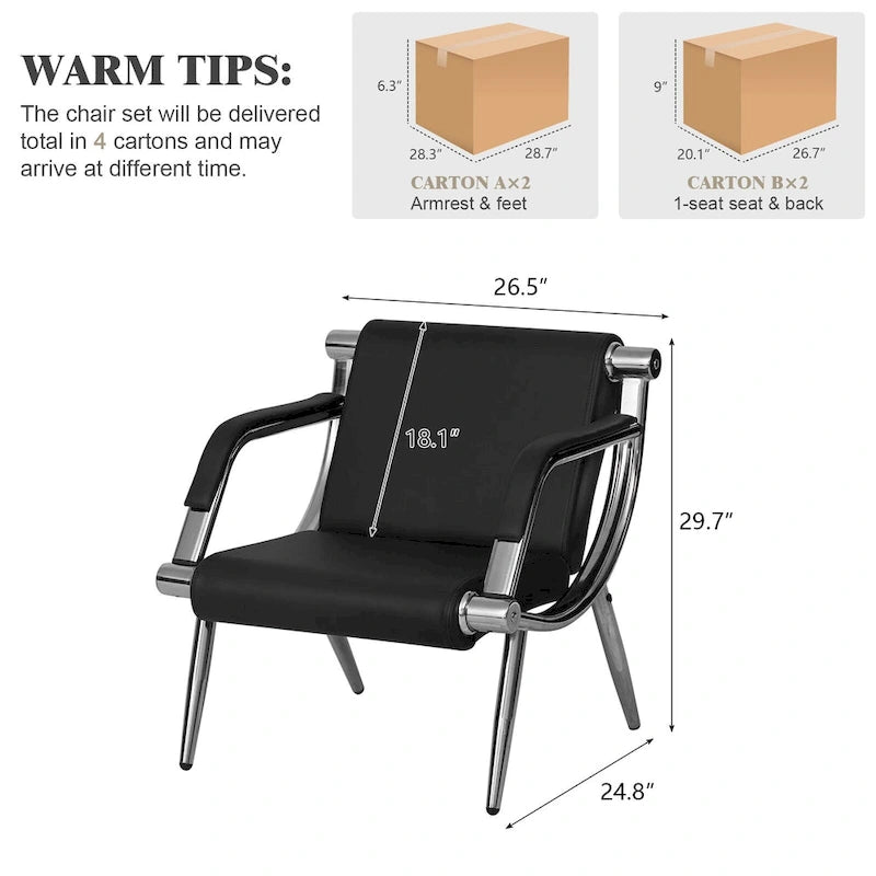 Kinbor 1/2/3-Seat Leather Waiting Chair Reception Bench for Salon Barber Bank Hospital