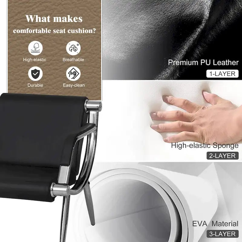 Kinbor 1/2/3-Seat Leather Waiting Chair Reception Bench for Salon Barber Bank Hospital