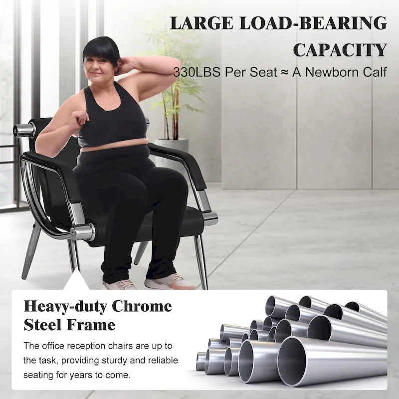 Kinbor 1/2/3-Seat Leather Waiting Chair Reception Bench for Salon Barber Bank Hospital