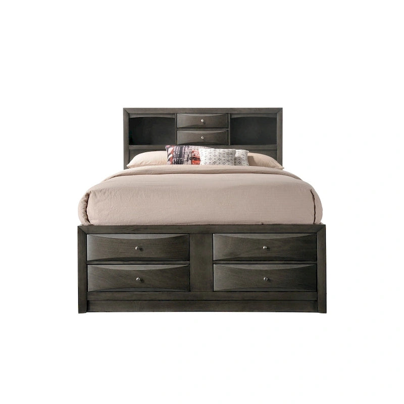 Priscella 6 Piece Gray Oak Storage Platform Bedroom Set